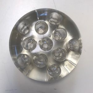 Thick‎ Vintage Footed Glass Floral Frog w/ 11 Holes